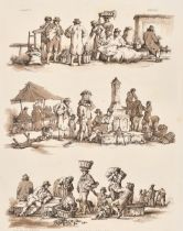 After William Henry Pyne (1769-1843) British. "Markets", Engraving, unframed 11.5" x 9" (29.2 x 22.