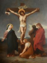 19th Century French School. Christ on The Cross, Oil on canvas laid down, unframed 31.5" x 24" (80 x