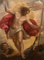 18th Century Venetian School. 'Christ - The Ascension', Oil on canvas, Inscribed on a plaque, 55"