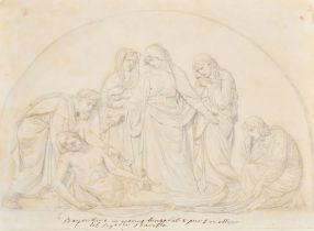 After Luigi Canina (1795-1856) Italian. A Design for a Marble Relief of The Lamentation, Pencil,