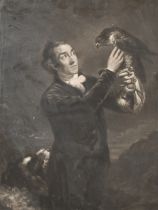 After James Northcote (1746-1831) British. "The Falconer", Mezzotint by Sam W Reynolds, 17.75" x