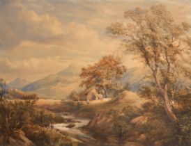 Early 19th Century English School. A Figure in a River Landscape, Watercolour, 20" x 26.5" (50.8 x