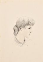 RMK (19th-20th Century) British. A Head Study, Pencil, Signed with initials, unframed 11" x 8.75" (