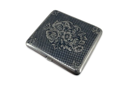 Ottoman Turkish Niello Silver Cigarette Case - Image 1 of 8