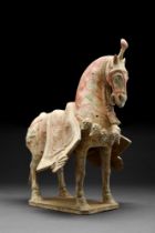 CHINESE NORTHER WEI DYNASTY TERRACOTTA CUIRASSED HORSE - TL TESTED
