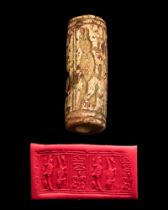 EGYPTIAN GLAZED STEATITE CYLINDER SEAL