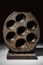 GANDHARAN STONE VESSEL WITH SEVEN COMPARTMENTS