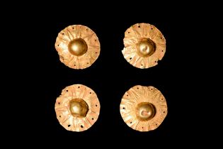 GREEK HELLENISTIC GOLD FITTINGS WITH ROSETTE PATTERN