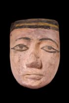 EGYPTIAN GESSO-PAINTED WOOD MUMMY MASK