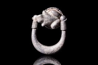 PHOENICIAN SWIVEL RING WITH A FROG
