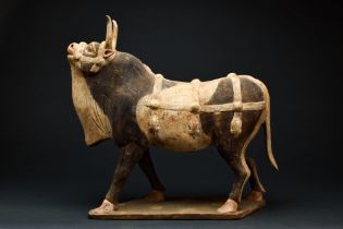 CHINESE NORTHERN WEI POTTERY PAINTED OX - TL TESTED