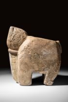 GANDHARAN STONE VESSEL IN THE SHAPE OF AN ELEPHANT