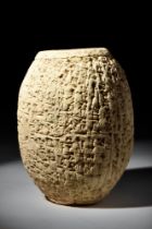 RARE BABYLONIAN CLAY CUNEIFORM BARREL