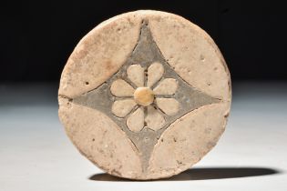 EGYPTIAN NEW KINGDOM FAIENCE ROSETTE INLAY