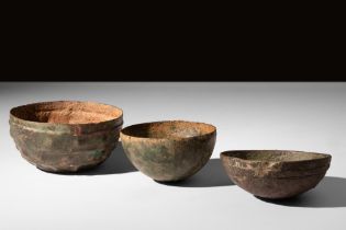 GROUP OF THREE ROMAN BRONZE BOWLS