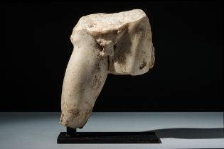 ROMAN MARBLE FRAGMENTARY LEGS OF A NUDE YOUTH