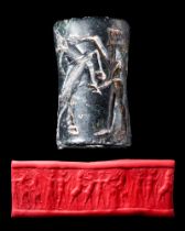 MESOPOTAMIAN BLACK STONE CYLINDER SEAL