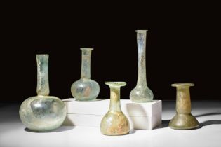 COLLECTION OF FIVELARGE ROMAN GLASS BOTTLES