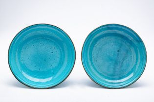 PAIR OF CHINESE TURQUOISE-GLAZED PLATES