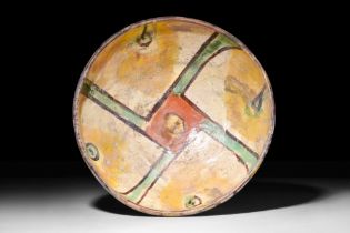 NISHAPUR GLAZED BOWL WITH GEOMETRIC PATTERN