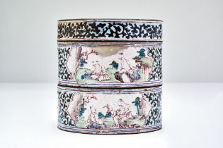 CHINESE CANTON ENAMEL CANISTER AND LID