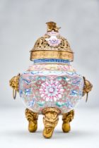 CHINESE CANTON ENAMEL "LION" CENSER