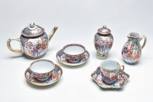 GROUP OF MANDARIN FAMILLE ROSE TEA SERVICE