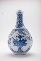 CHINESE BLUE AND WHITE PORCELAIN VASE WITH METAL MOUTH