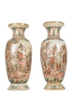 MONUMENTAL PAIR OF JAPANESE SATSUMA VASES