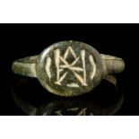 BYZANTINE BRONZE RING WITH MONOGRAM