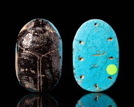 EGYPTIAN FAIENCE FUNERARY SCARAB