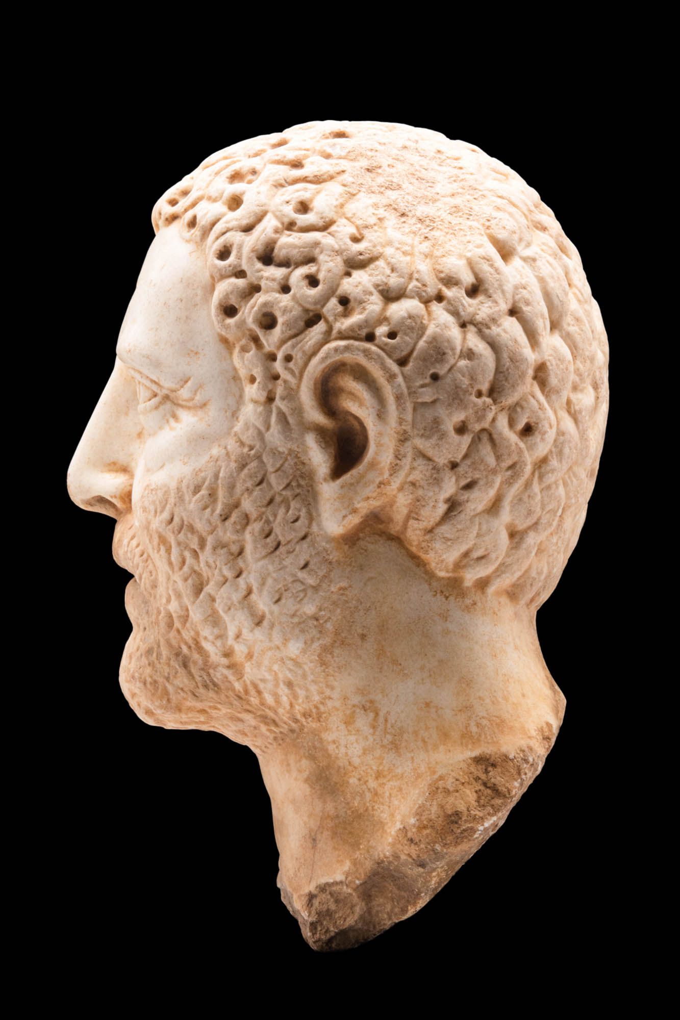 ROMAN MARBLE HEAD OF A BEARDED MAN - Image 3 of 7