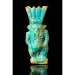 EGYPTIAN FAIENCE DECORATED BES AMULET