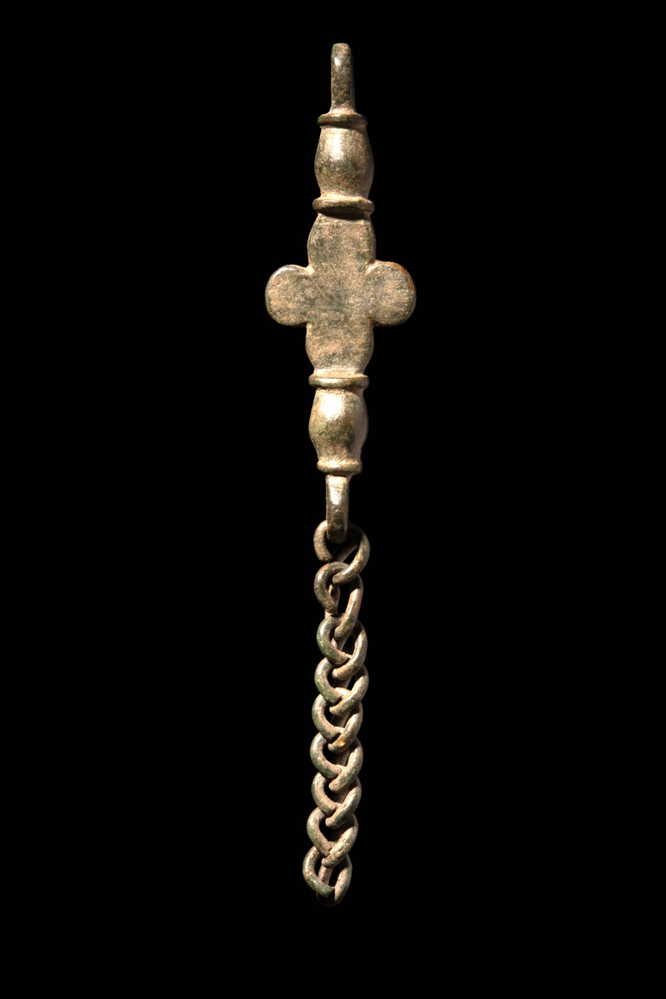 BYZANTINE BRONZE CROSS WITH CHAIN