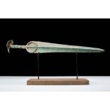 ANCIENT BRONZE SWORD WITH CRESCENTIC POMMEL