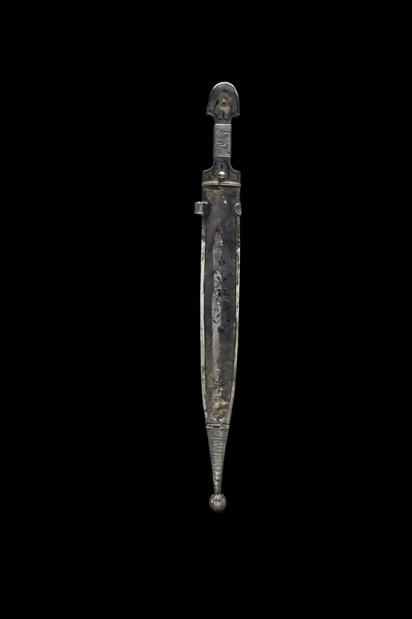 CIRCASSIAN STEEL DAGGER (KINDJAL) WITH NIELLOED SILVER SCABBARD - Image 5 of 5