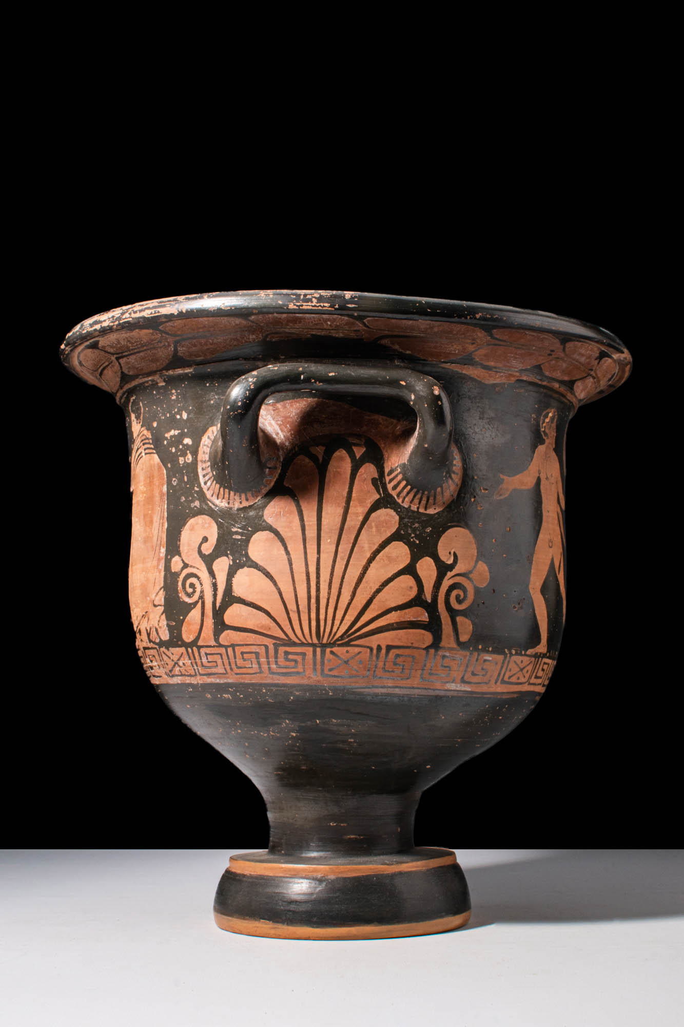 APULIAN RED-FIGURE BELL KRATER WITH SATYR AND DIONYSUS - Image 3 of 6