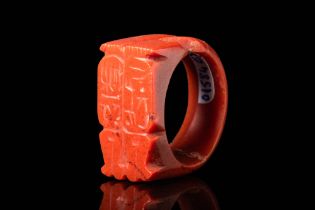 EGYPTIAN RED JASPER RING WITH THE CARTOUCHE OF RAMSES II