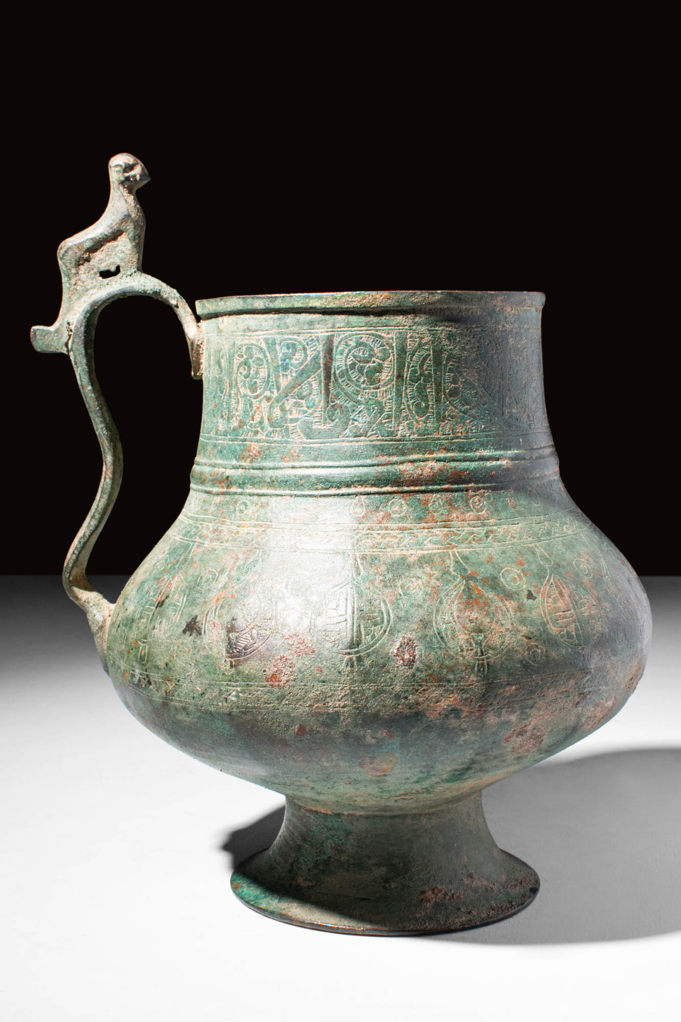 MEDIEVAL SELJUK BRONZE JUG WITH ANIMAL SHAPED HANDLE - Image 2 of 6