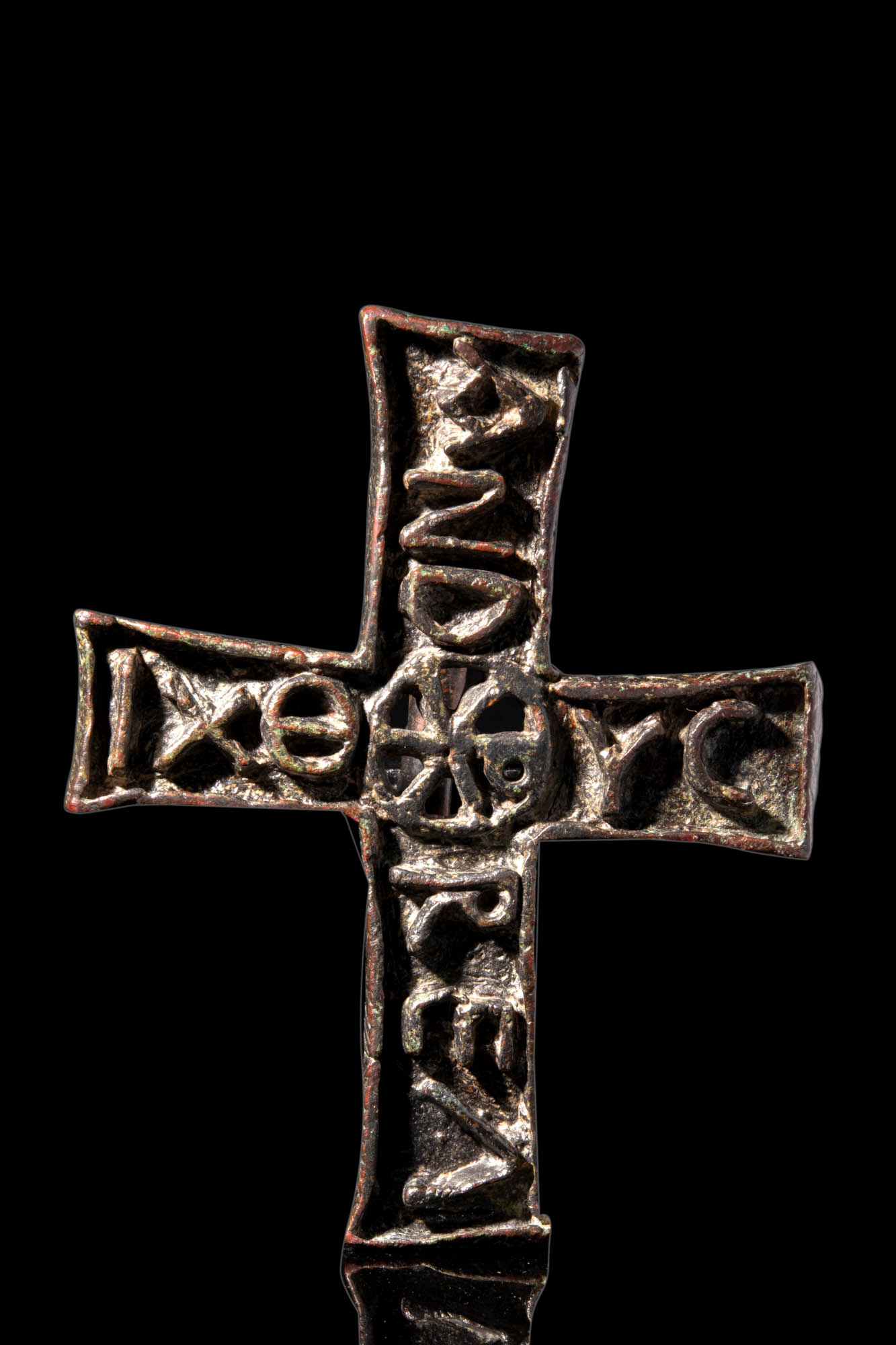 SUPERB BYZANTINE SILVER CROSS SHAPED BREAD STAMP