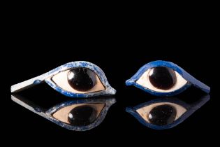 RARE EGYPTIAN GLASS AND OBSIDIAN EYES OF A MUMMY