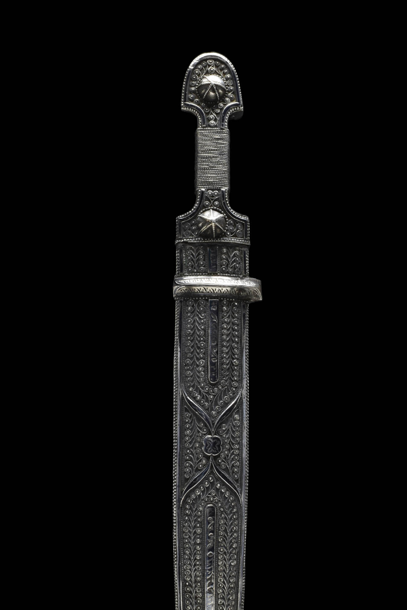 CIRCASSIAN STEEL DAGGER (KINDJAL) WITH NIELLOED SILVER SCABBARD - Image 4 of 5