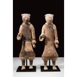 PAIR OF CHINESE HAN DYNASTY TERRACOTTA WARRIORS