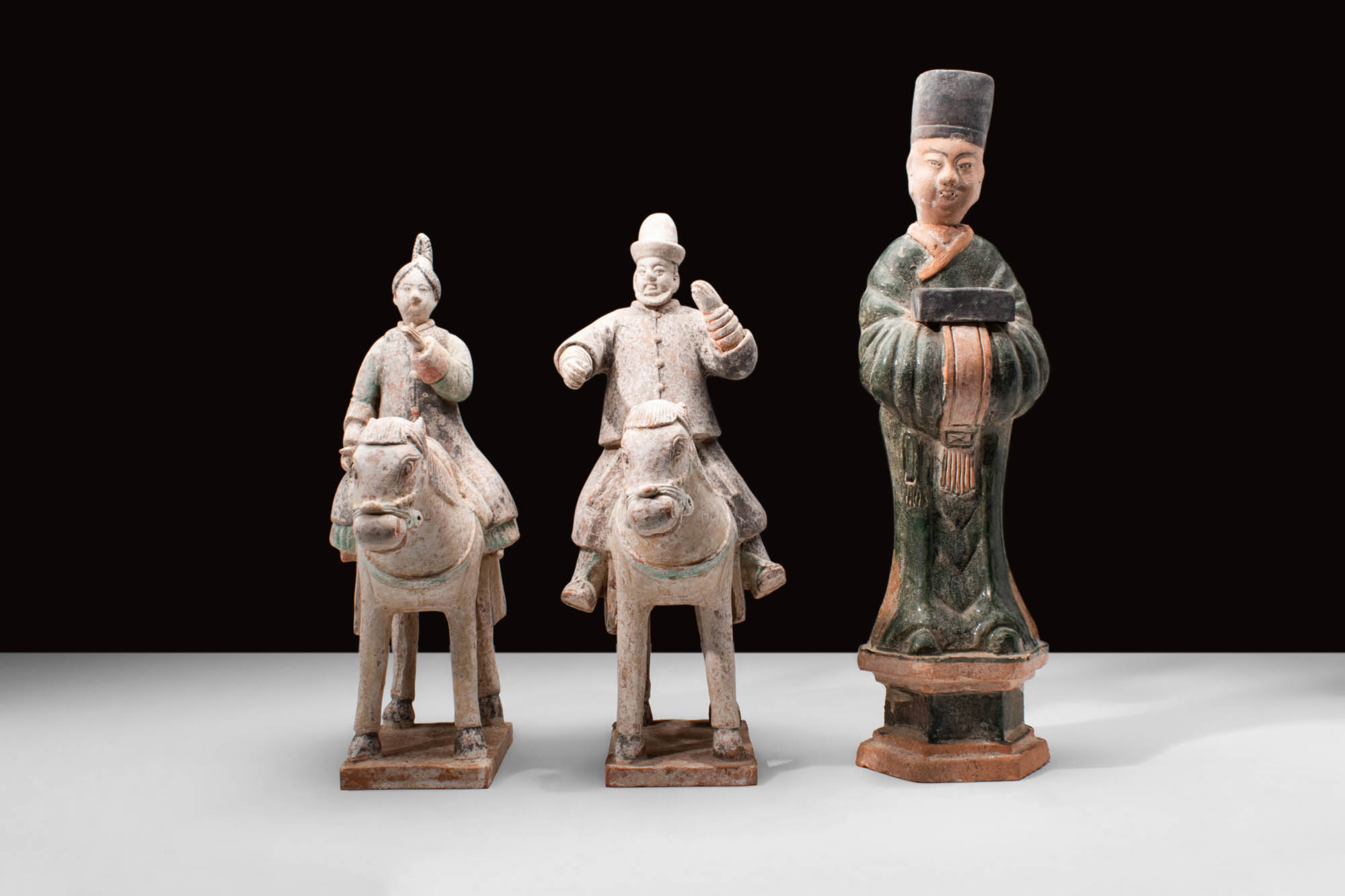 COLLECTION OF THREE CHINESE MING TERRACOTTA STATUETTES