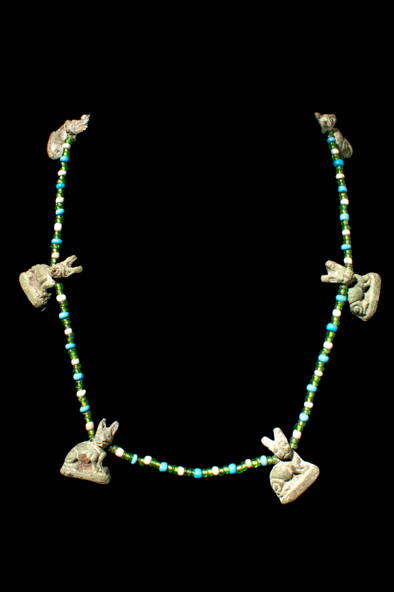 ROMANO-EGYPTIAN NECKLACE WITH CAT AMULETS - Image 2 of 6