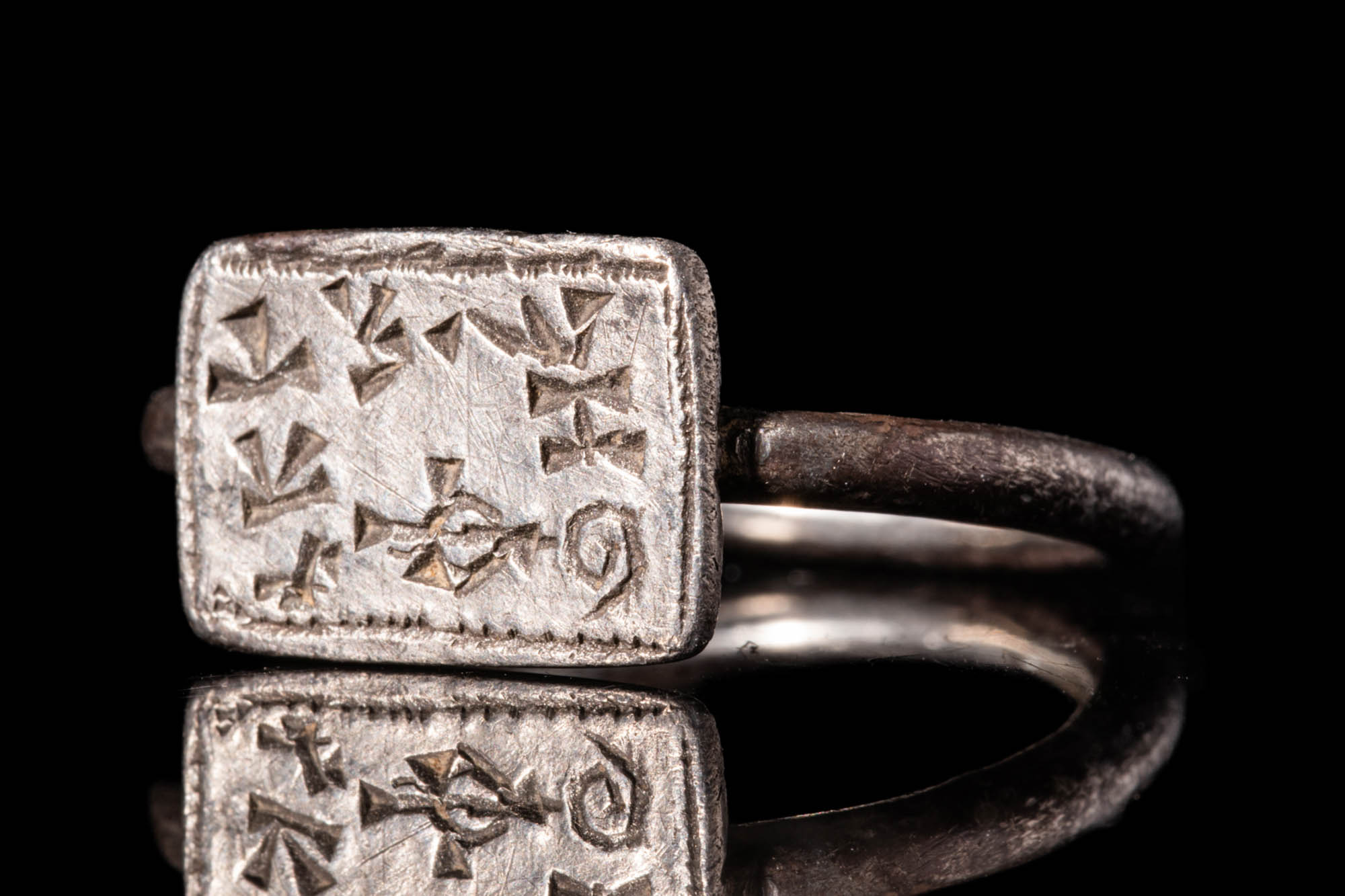 BYZANTINE SILVER FINGER RING WITH MONOGRAMS