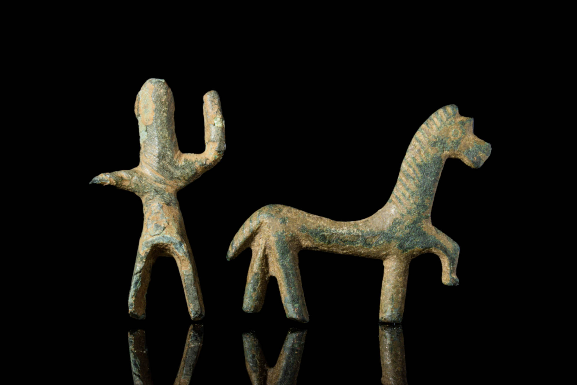 CELTIC BRONZE STATUETTES OF HORSE AND RIDER - Image 3 of 3