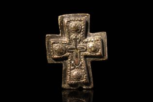 RARE BYZANTINE BRONZE CROSS BOOK WEIGHT