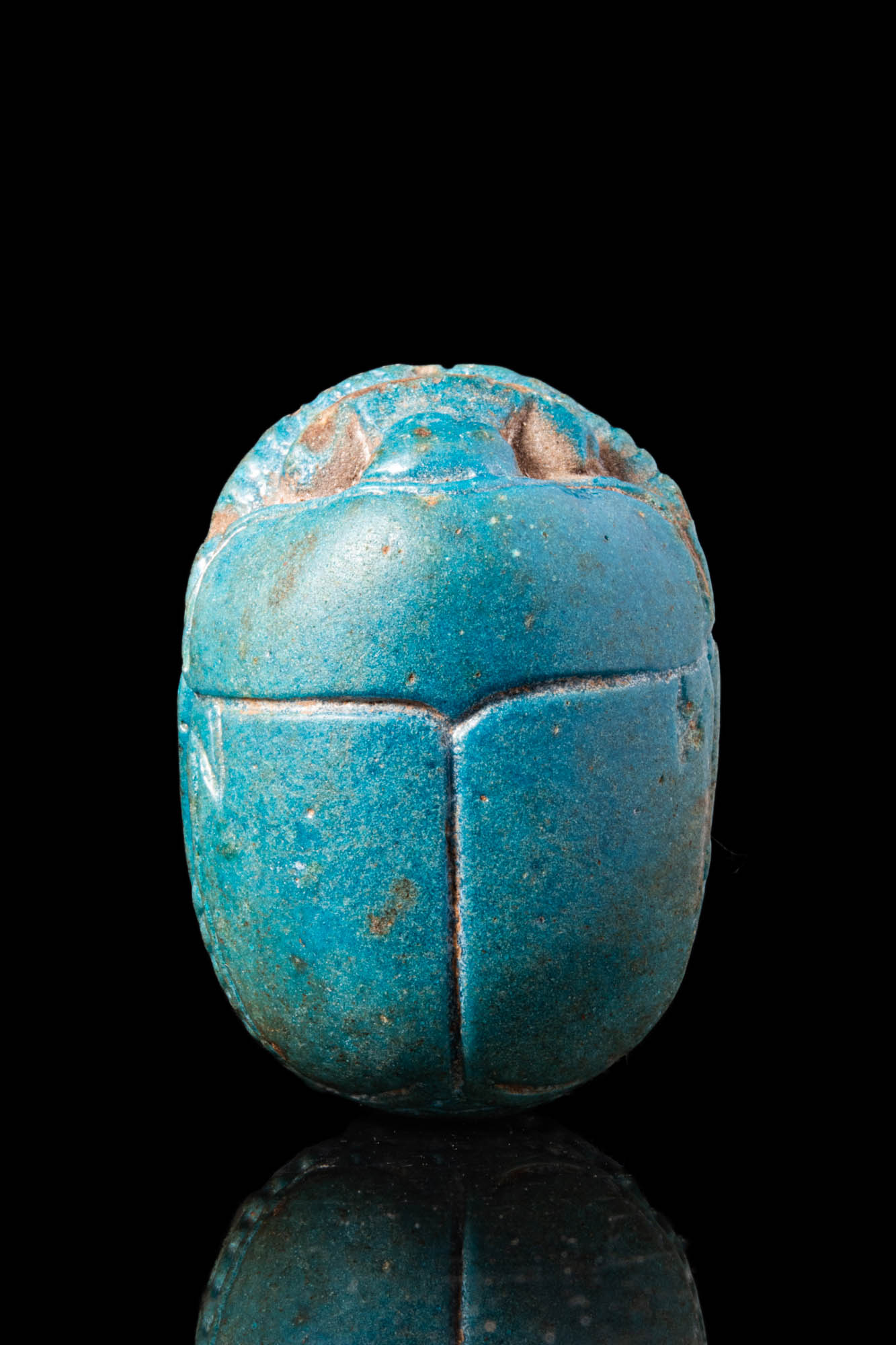 HUGE EGYPTIAN FAIENCE SCARAB WITH CARTOUCHE OF TUT - ANCH - AMON - Image 2 of 4