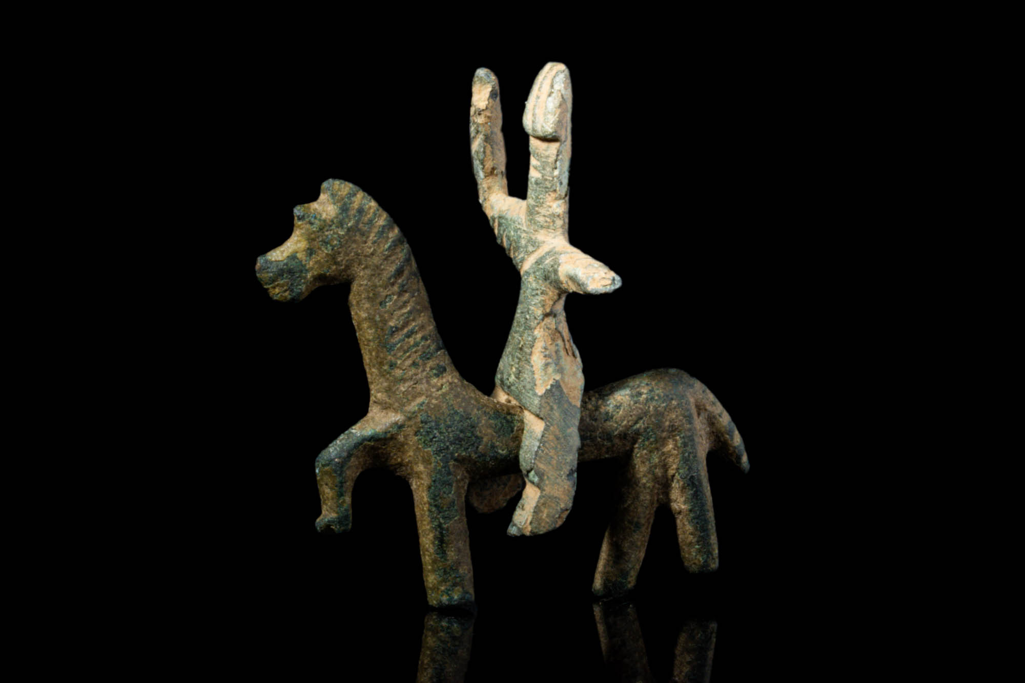 CELTIC BRONZE STATUETTES OF HORSE AND RIDER - Image 2 of 3